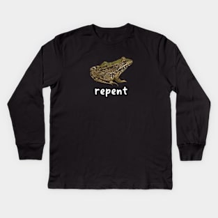 Repent Frog Unisex T-Shirt Y2K Funny Meme Shirt / Ironic Shirt / Weirdcore Clothing Kids Long Sleeve T-Shirt